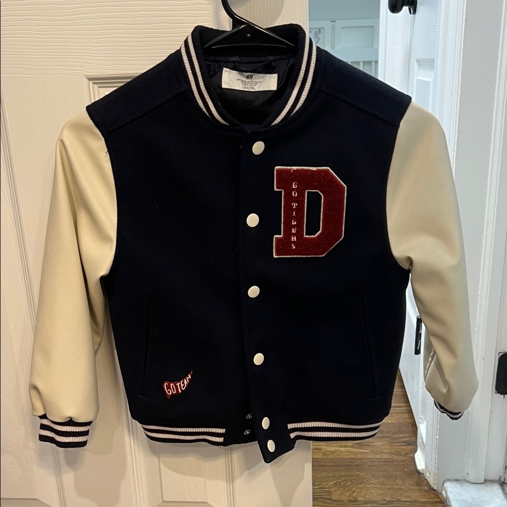 H&M Kids Navy and Cream Varsity Jacket